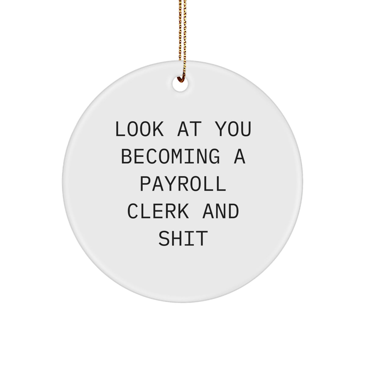Funny Payroll Clerk Gifts from Friends and Family - Look at You Becoming a Payroll Clerk and Shit Circle Ornament for Christmas - Image 1