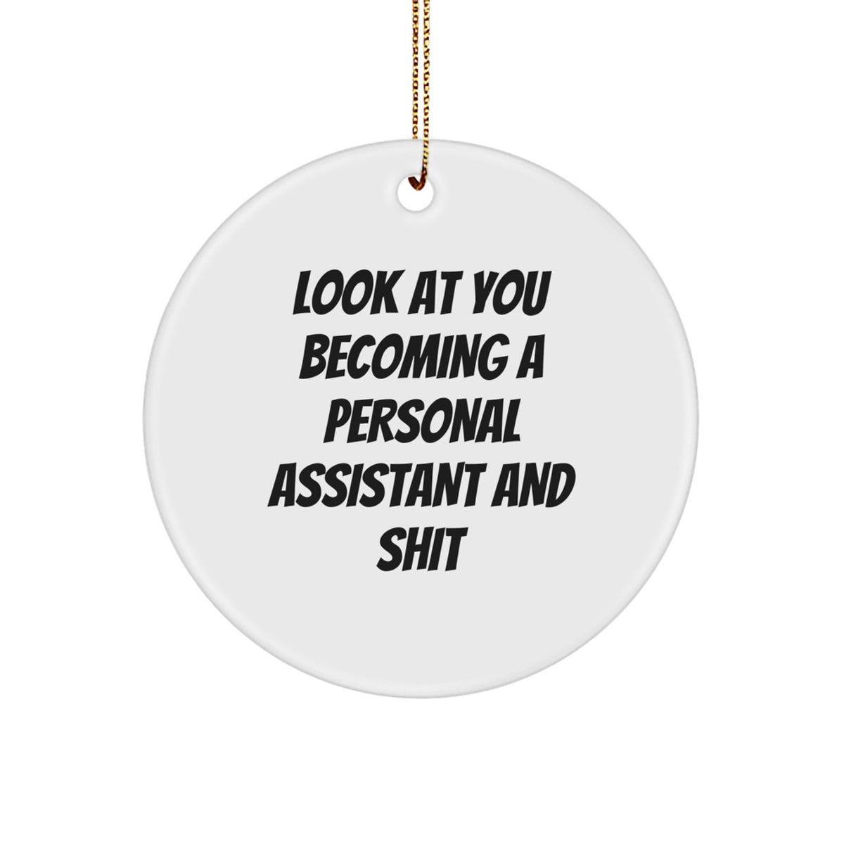 Funny Personal Assistant Gifts from Friends - 'Look At You Becoming A Personal Assistant And Shit' Circle Ornament for Christmas - Image 1