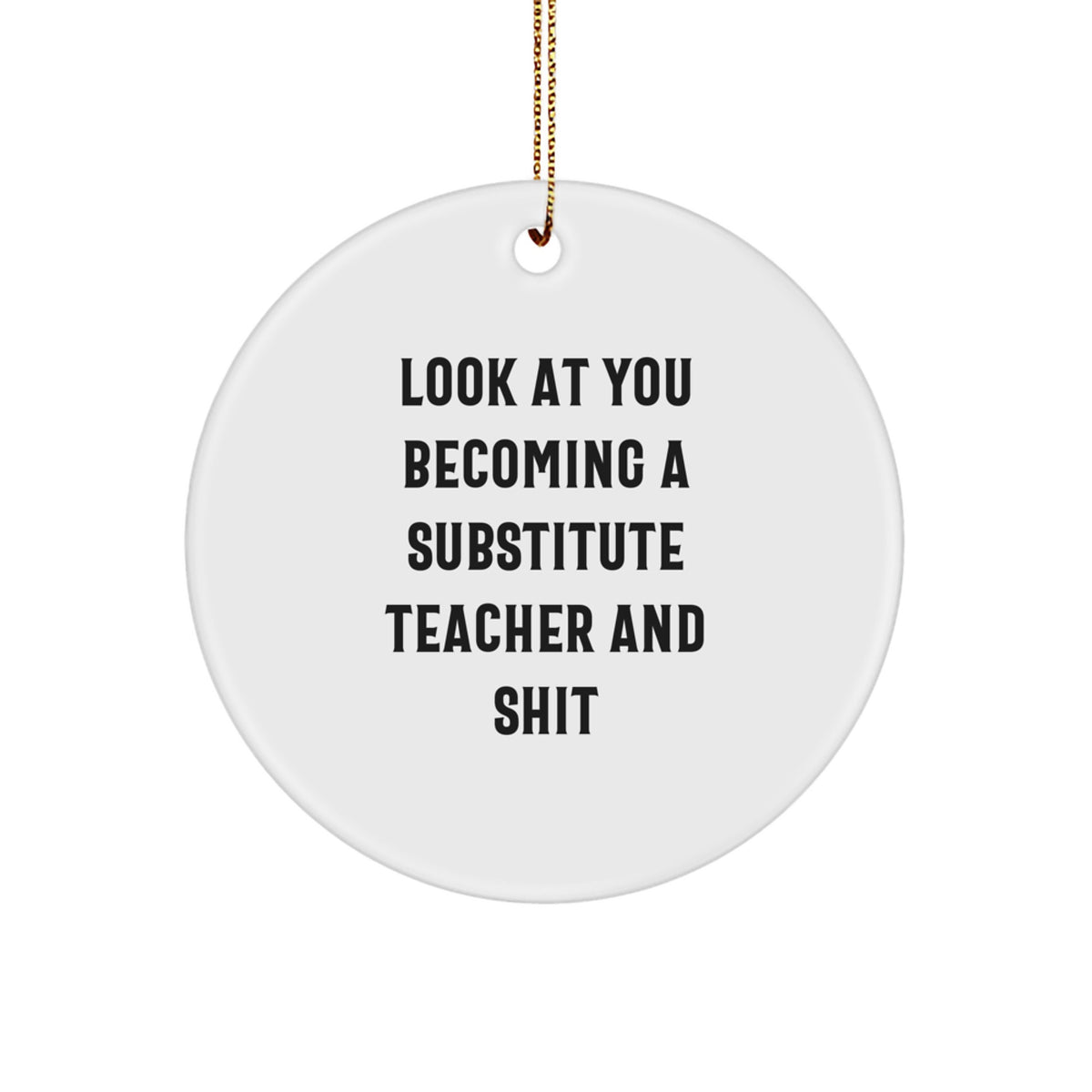 Funny Substitute Teacher Gifts for Men from Friends - Circle Ornament with Look At You Becoming A Substitute Teacher And Shit Quote for Christmas - Image 1