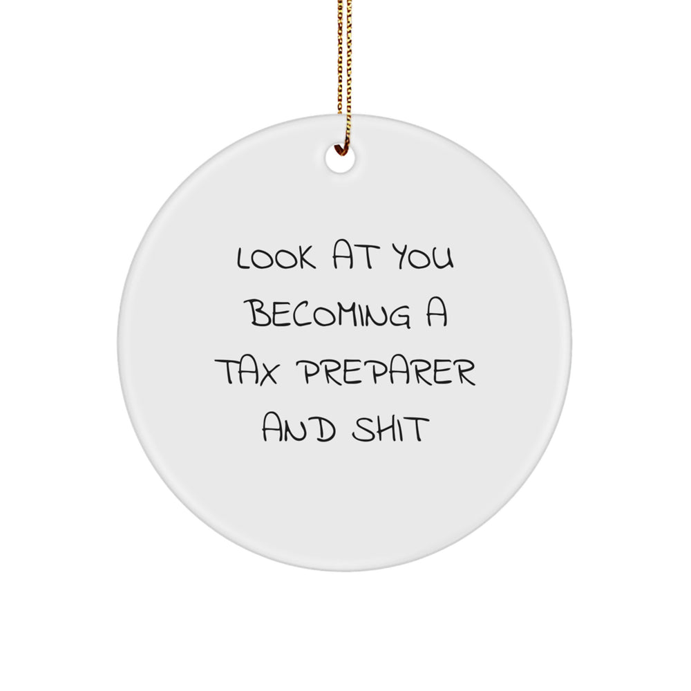 Tax Preparer Gifts from Friends, Look at You Becoming a Pro! Funny Circle Ornament for Christmas - Image 1