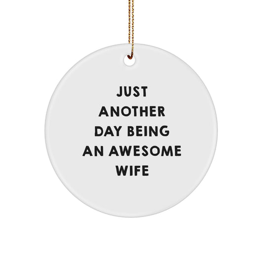 Funny Wife Gifts from Men to Wife Christmas Unique Circle Ornament Just Another Day Being An Awesome Wife - Image 1