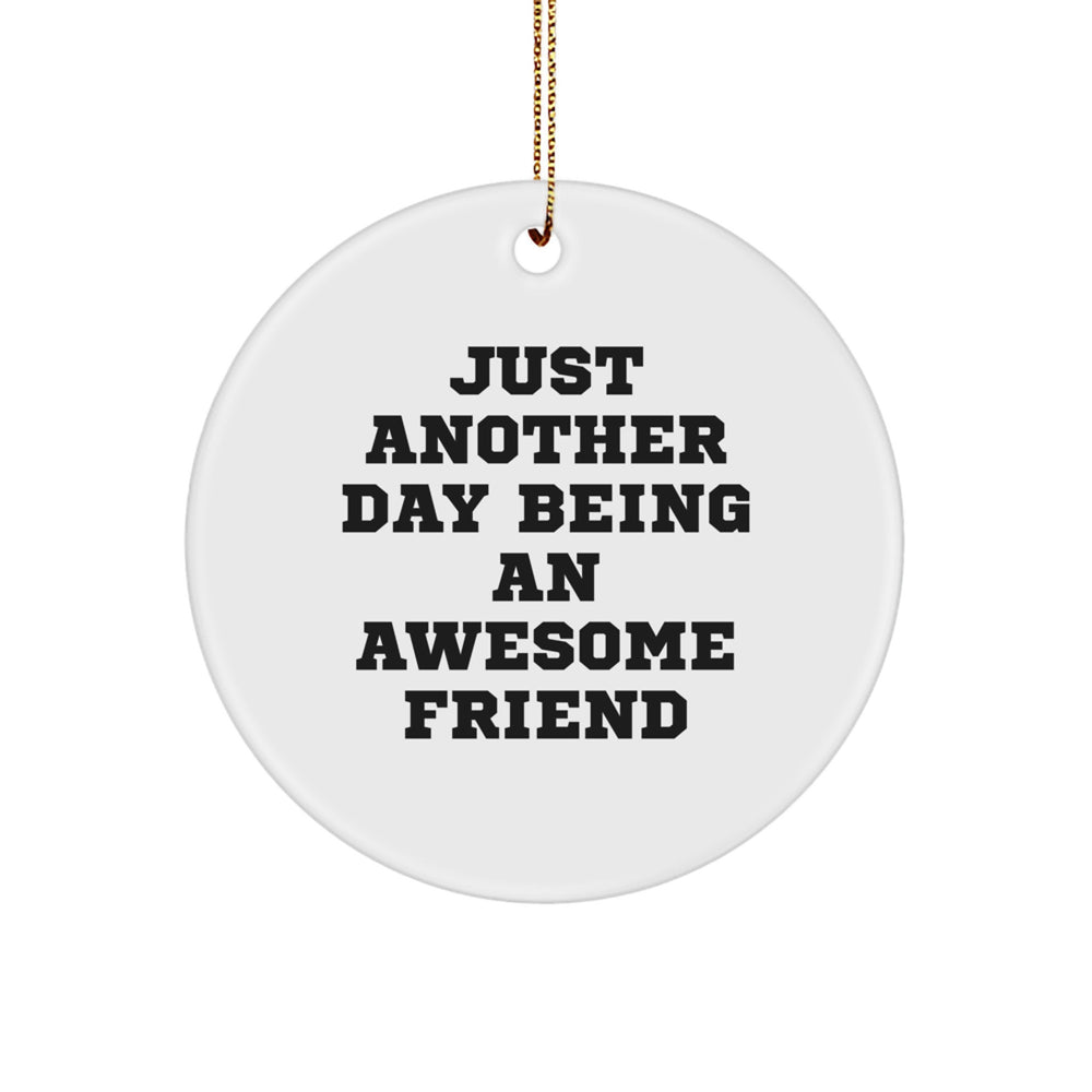 Funny Friend Circle Ornament, 'Just Another Day Being An Awesome Friend' Quote, Gifts from Friends to Friend, Christmas Unique Gifts - Image 1