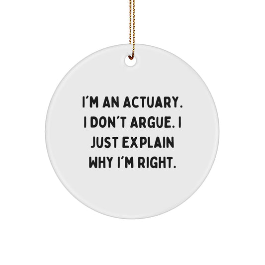 Actuary Gifts, Funny Quote Circle Ornament, Presents from Friends or Family, Christmas Decorations - Image 1