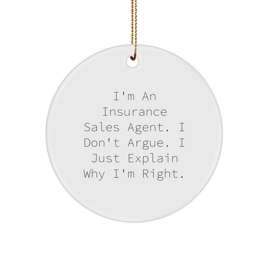 Insurance Sales Agent Circle Ornament, Funny Gift for Insurance Sales Agent, Gifts from Friends, Christmas Unique Gifts for Insurance Sales Agent - Image 1