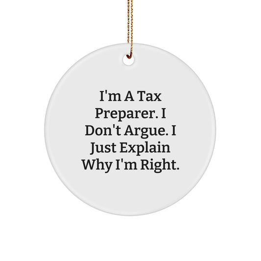 Tax Preparer Humor Circle Ornament, Gifts from Friends to Tax Preparer, Christmas Unique Gifts - Image 1