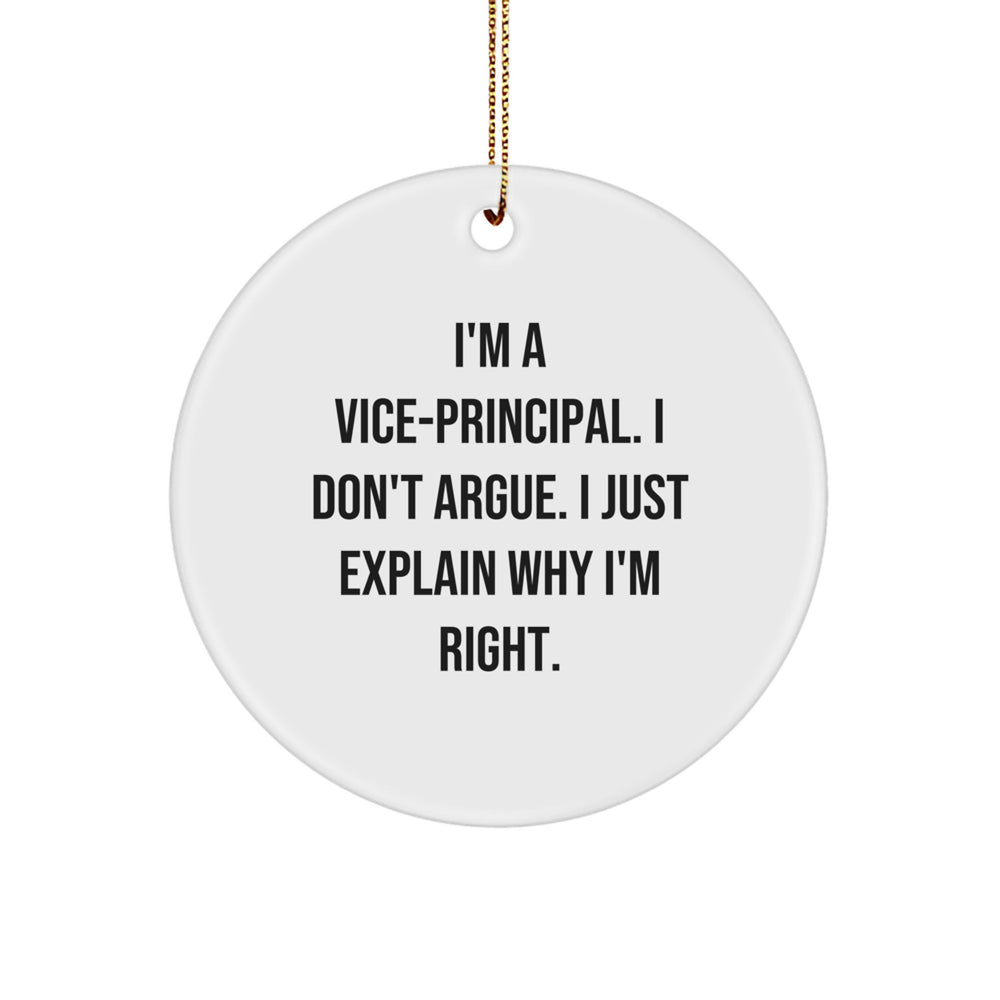 Vice-Principal Gifts from Friends - Funny Christmas Circle Ornament with Quote - Gifts for Vice-Principal - Image 1