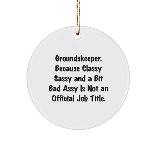 groundskeeper Gifts from Friends - Classy Sassy And A Bit Fearlessy - Circle Ornament for Christmas, Funny Quote, Unique Gifts for Women Men Family Coworkers - Image 1