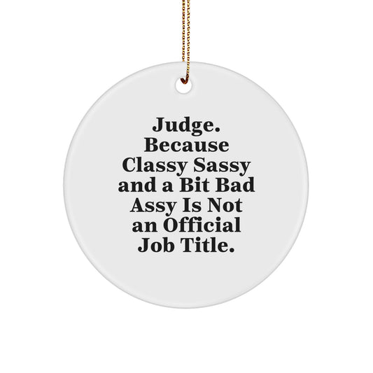 Judge Gifts for Her - Funny Circle Ornament, 'Judge. Because Classy Sassy And A Bit Fearlessy Is Not An Official Job Title.' - Christmas Unique Presents for Women from Friends - Image 1