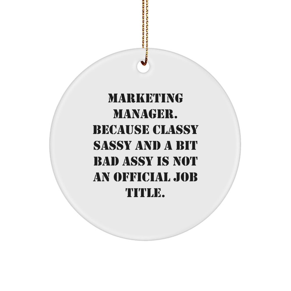 Marketing Manager Gifts for Christmas - 'Funny' Circle Ornament from Friends to Family - Image 1