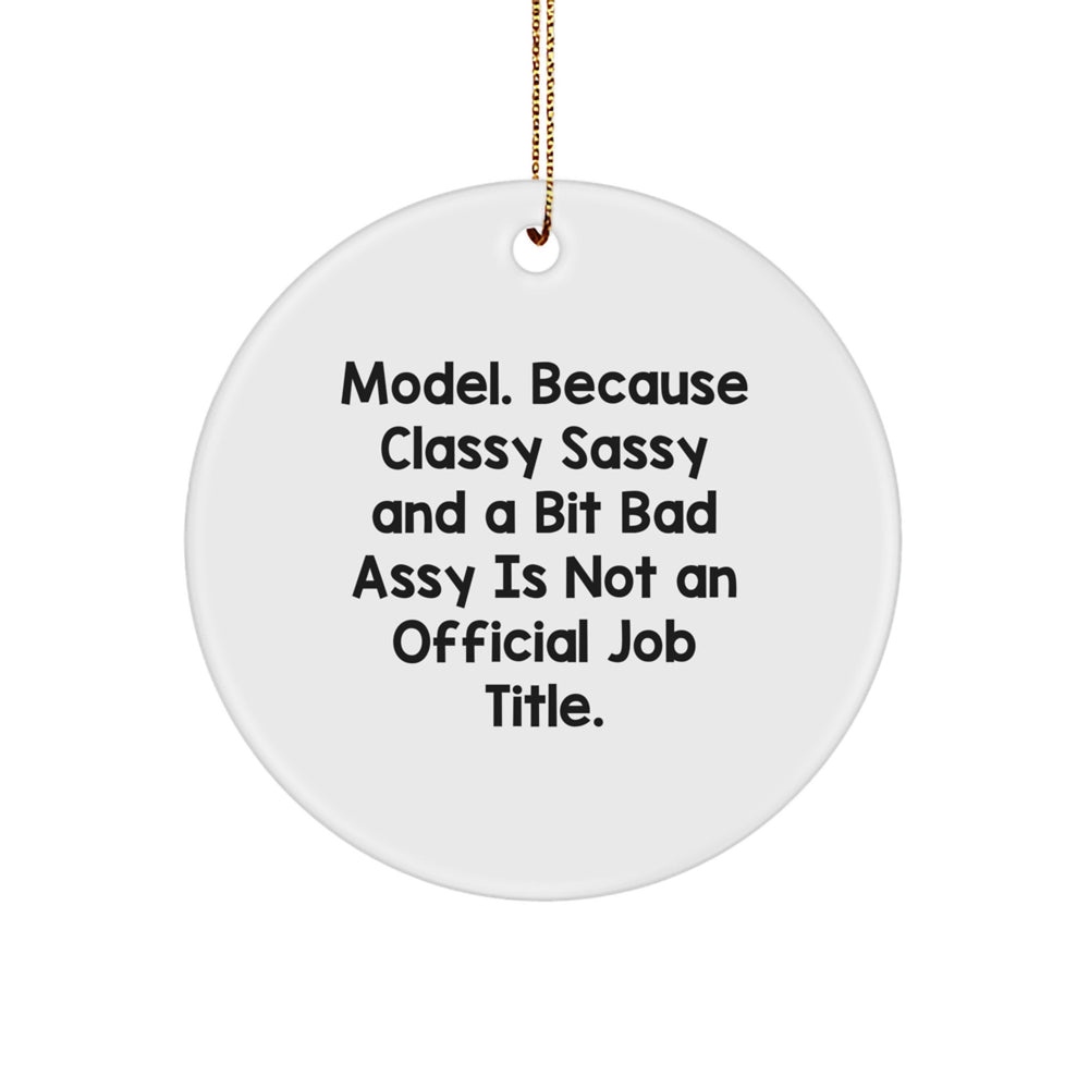 Funny Model Gifts from Friends, Circle Ornament for Model, Christmas Unique Gifts, Because Classy Sassy And A Bit Fearlessy Is Not An Official Job Title., Gifts for Model - Image 1