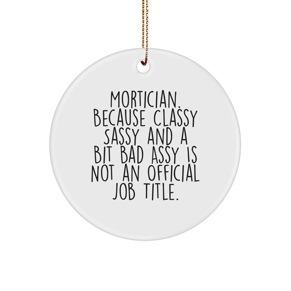 Mortician Gifts from Friends, Unique Circle Ornament for Men, Funny Quote, Christmas Memorable Presents for Mortician, Gifts from Family - Image 1