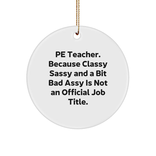 A Funny PE Teacher Gift for Christmas - Gifts from Friends to PE Teachers, PE Teacher Circle Ornament, PE Teacher Decor - Image 1