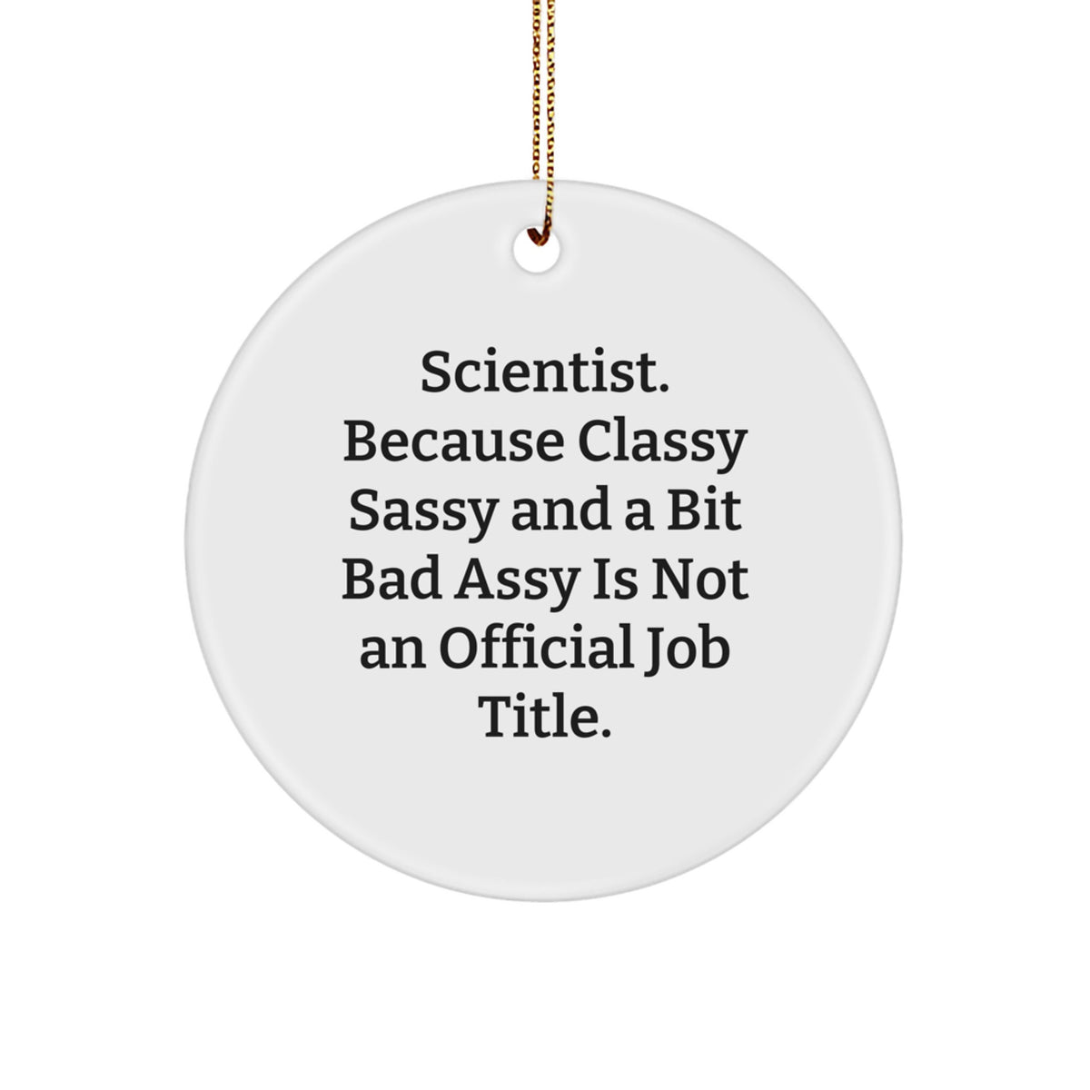 Funny Scientist Gifts, Circle Ornament with Sassy Quote, Gifts from Men to Scientist Friends for Christmas, 2.75" White Circle Ornament - Image 1