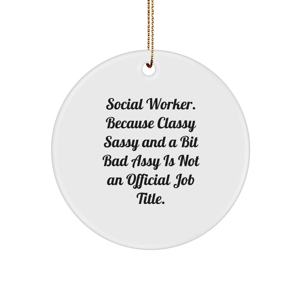 Social Worker Gifts, Funny Quote Circle Ornament, Gifts from Friends, Christmas Unique Present for Social Worker - Image 1