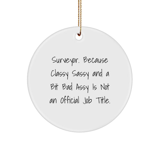 Surveyor Gifts, Funny Quote Circle Ornament, Christmas Unique Gifts from Friends, Family, Coworkers - Image 1