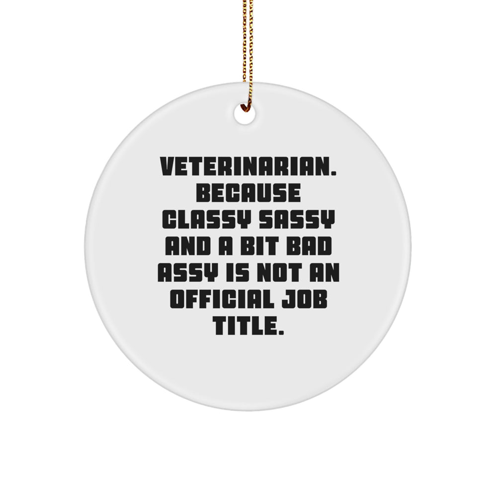 Funny Veterinarian Gifts from Men to Friends for Christmas - 'Classy Sassy And A Bit Fearlessy' Circle Ornament - Image 1