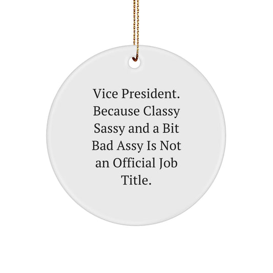 Vice President Gifts, Funny Quote Circle Ornament, Gifts from Friends, Gifts for Him, Unique Christmas Unique Gifts, Inspirational Vice President Decor - Image 1