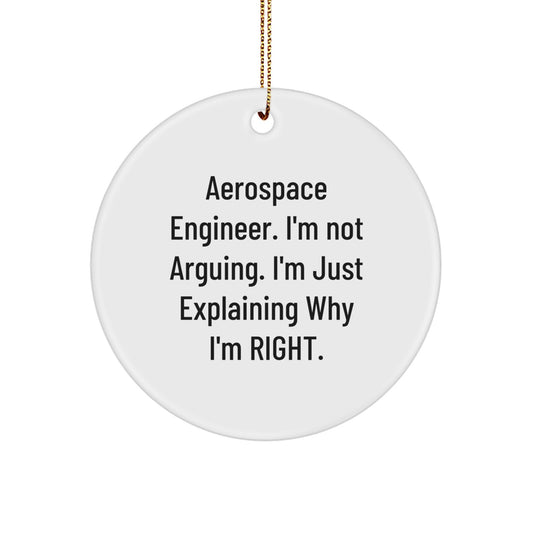 Aerospace Engineer Gifts, Funny Christmas Circle Ornament, 'I'm Not Arguing. I'm Just Explaining Why I'm Right.' for Him, Friends, or Coworkers from Family - Image 1