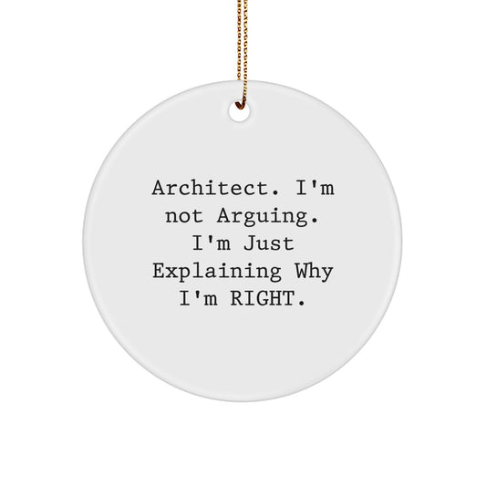 Funny Architect Gifts Circle Ornament, 'I'm Not Arguing. I'm Just Explaining Why I'm Right.' Christmas Decoration, Gifts from Men to Friends or Coworkers, Gifts for Architect - Image 1