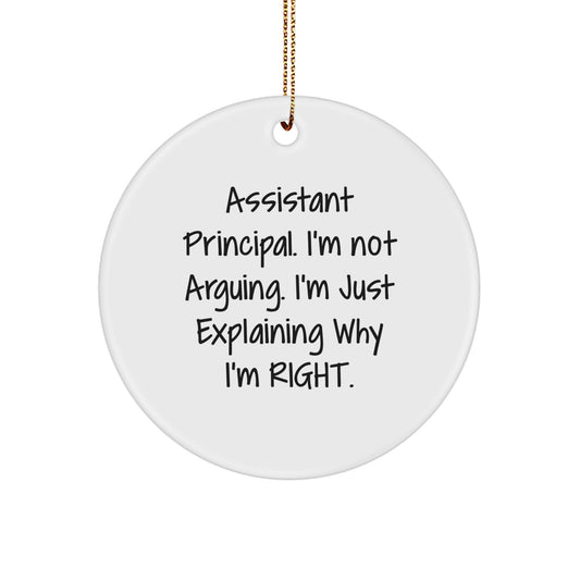 Funny Assistant Principal Circle Ornament Gifts from Friends to Assistant Principal, 'I'm Not Arguing. I'm Just Explaining Why I'm Right.' Christmas Decorations - Image 1