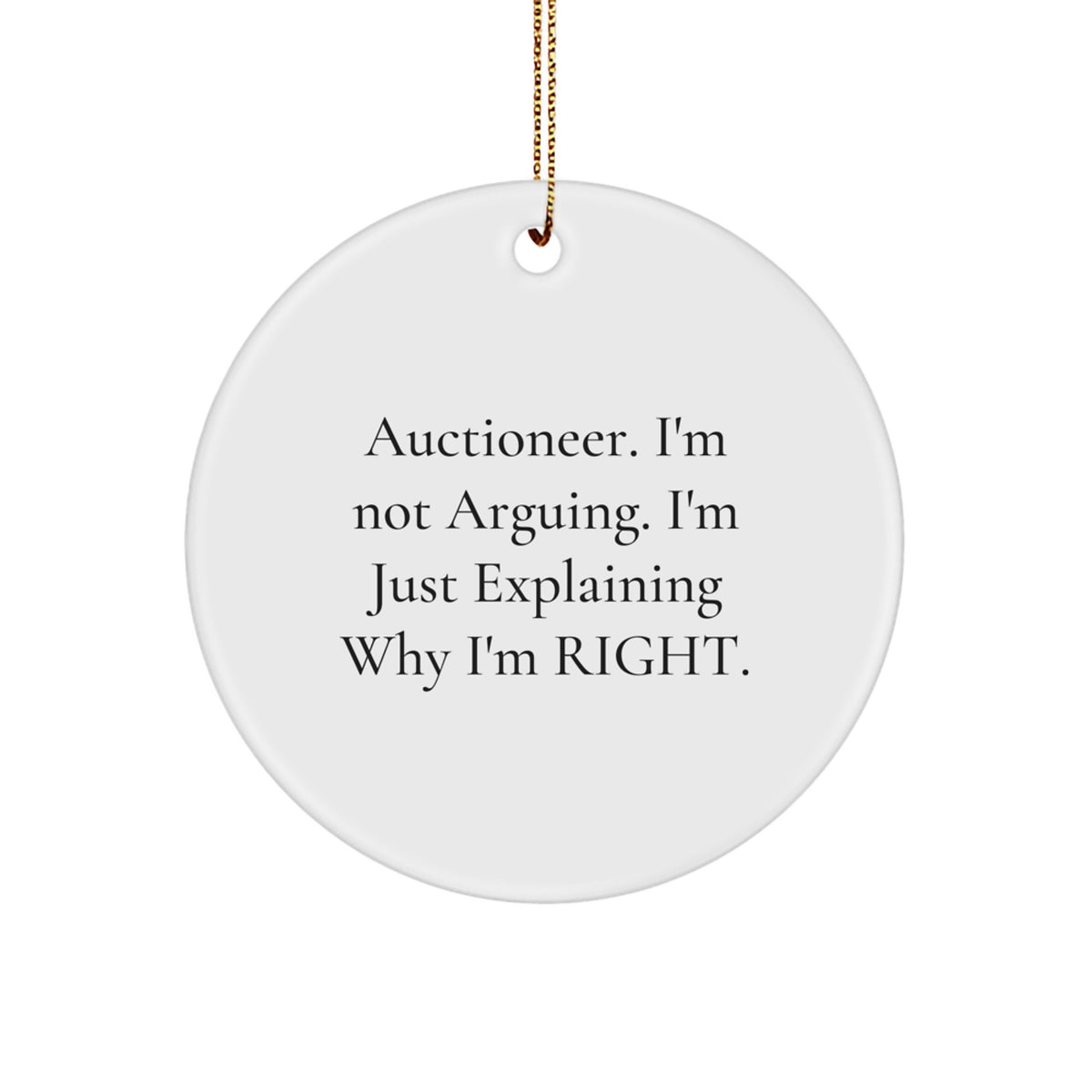 Funny Auctioneer Gifts from Friends - 'I'm Not Arguing' Circle Ornament, Christmas Unique Auctioneer Presents for Women, Men, Coworkers - Image 1