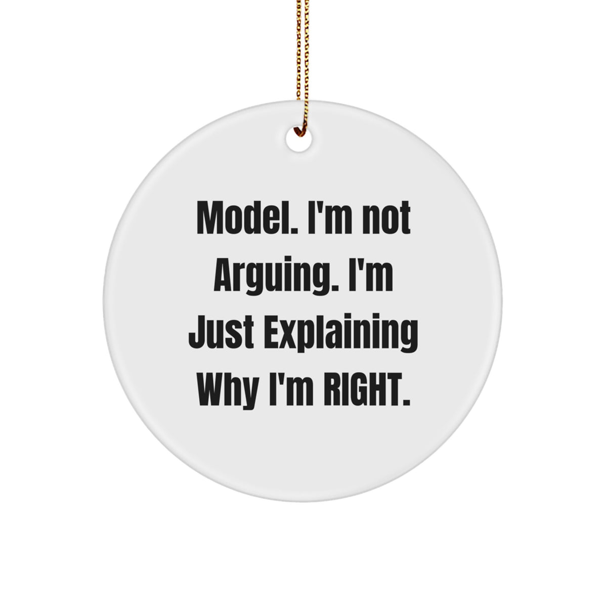 Model Gifts, Funny Circle Ornament, 'I'm Not Arguing. I'm Just Explaining Why I'm Right.' - Gifts from Friends for Model - Image 1