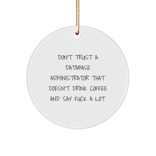 Database Administrator Gifts for Christmas - Funny Circle Ornament 'Don't Trust...' - Gifts from Coworkers - Image 1