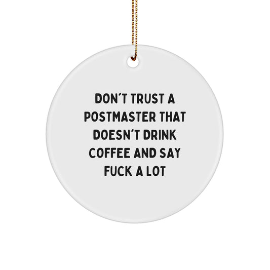 Funny Postmaster Gifts from Men, Postmaster Circle Ornament for Christmas Unique Gifts - Image 1