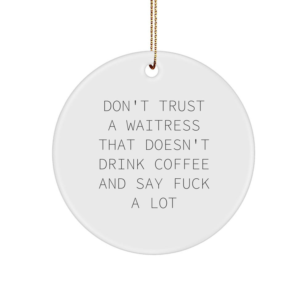 Funny Waitress Gifts from Men to Friends at Christmas - 'Don't Trust...' Circle Ornament - Image 1