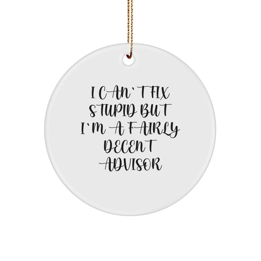 Funny Advisor Gifts I Can't Fix Stupid But I'm A Fairly Decent Circle Ornament for Christmas, Gifts from Men to Women, Friends, Coworkers, Family - Image 1