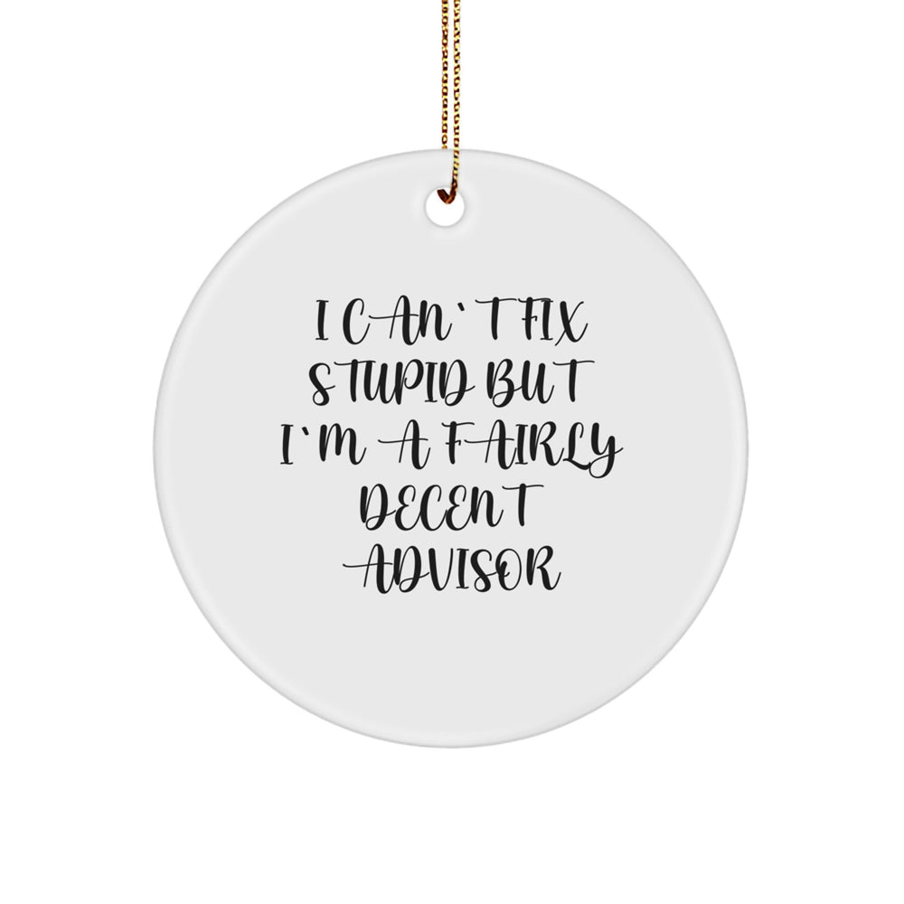 Funny Advisor Gifts I Can't Fix Stupid But I'm A Fairly Decent Circle Ornament for Christmas, Gifts from Men to Women, Friends, Coworkers, Family - Image 1