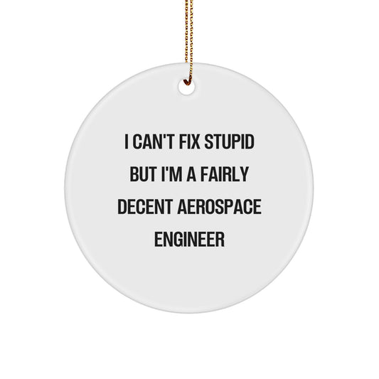Funny Aerospace Engineer Gifts from Men to Friends - I Can't Fix Stupid But I'm A Fairly Decent Circle Ornament for Christmas - Image 1