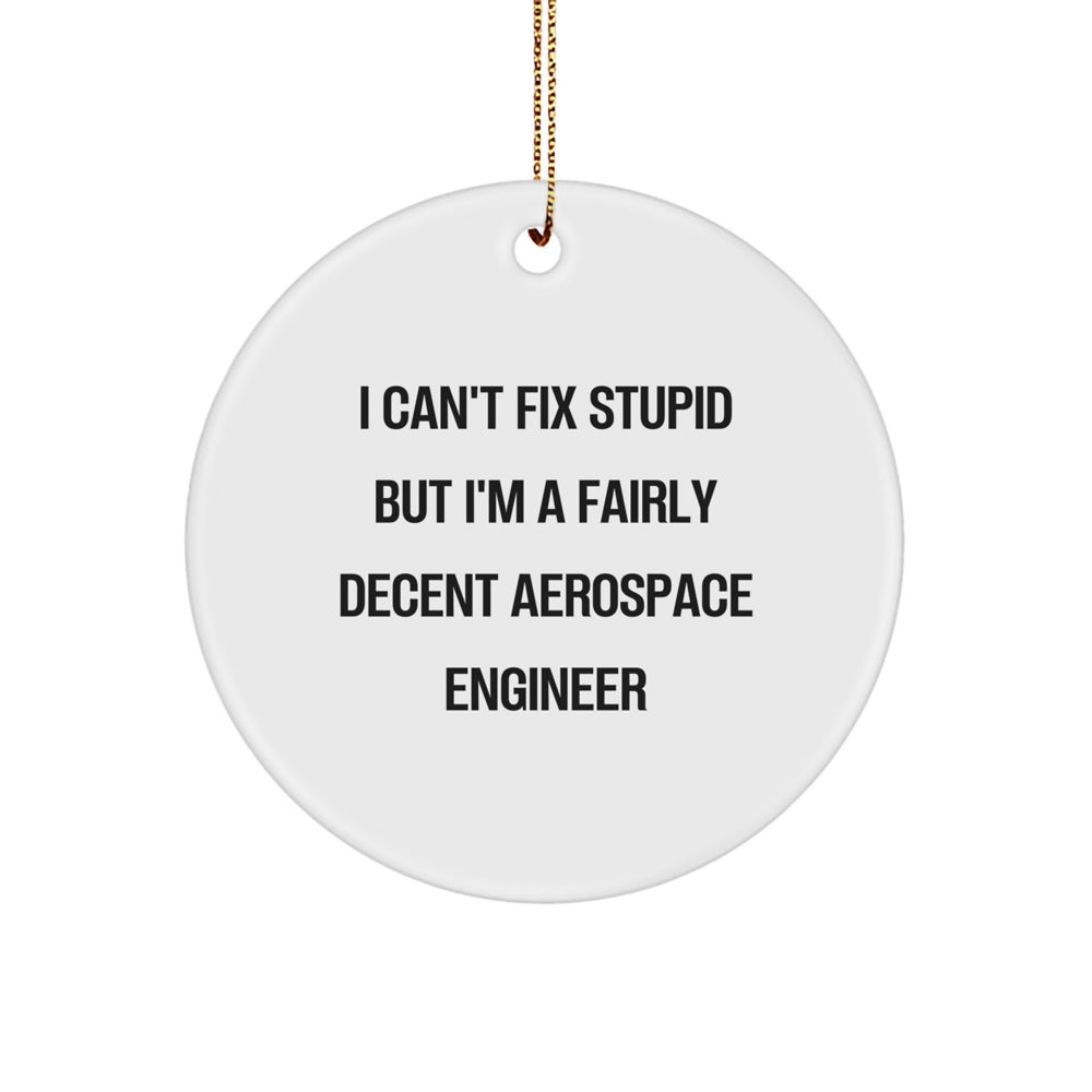 Funny Aerospace Engineer Gifts from Men to Friends - I Can't Fix Stupid But I'm A Fairly Decent Circle Ornament for Christmas - Image 1