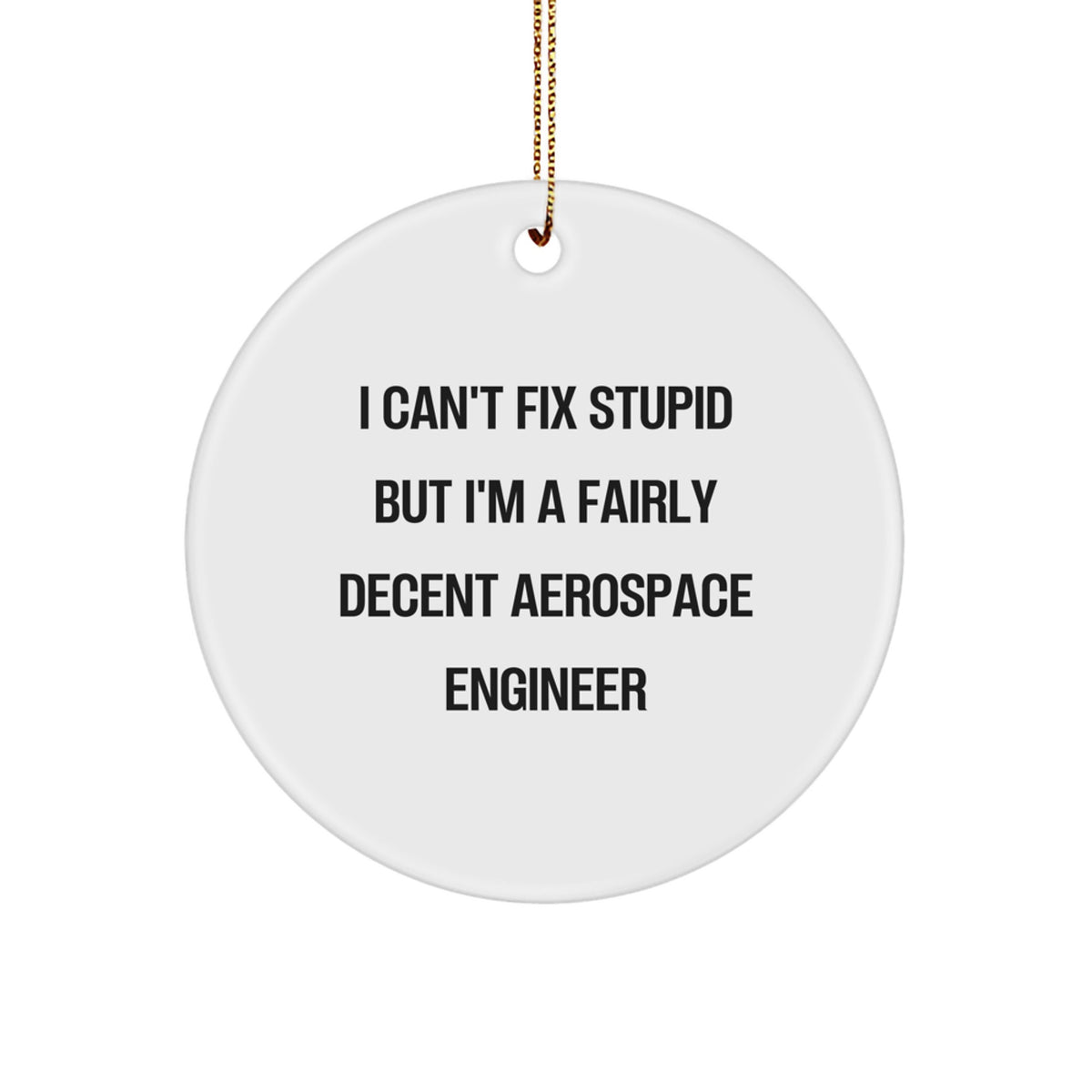 Funny Aerospace Engineer Gifts from Men to Friends - I Can't Fix Stupid But I'm A Fairly Decent Circle Ornament for Christmas - Image 1
