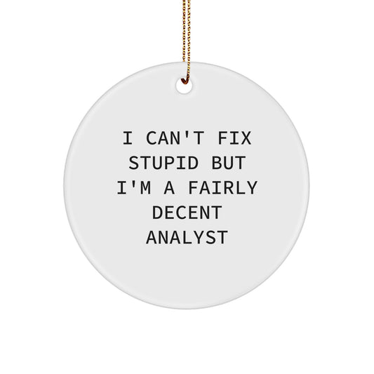 Funny Analyst Christmas Unique Gifts from Friends for Men Circle Ornaments I Can't Fix Stupid - Image 1