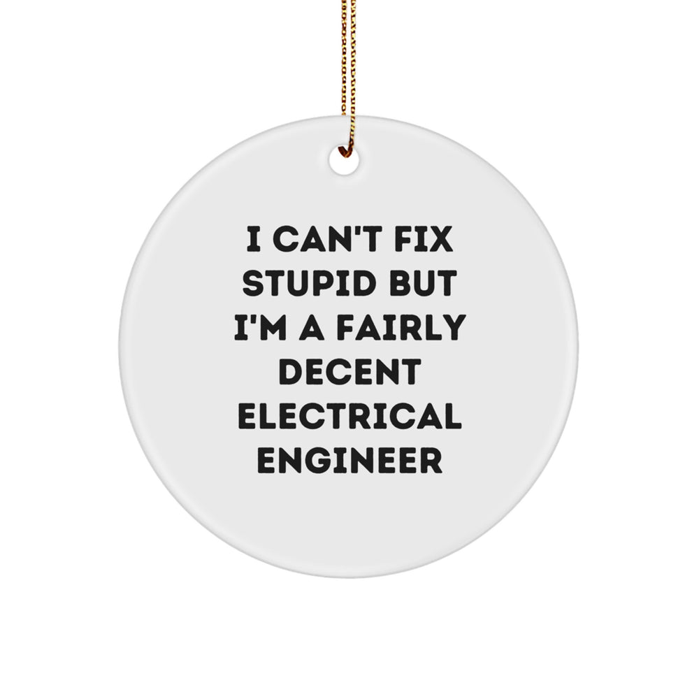 Electrical Engineer Gifts from Men to Friends A Fairly Decent Circle Ornament for Christmas, I Can't Fix Stupid But I'm A Fairly Decent Electrical Engineer - Image 1