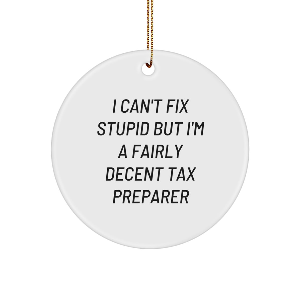Funny Tax Preparer Gifts from Friends - 'I'm A Fairly Decent Tax Preparer' Christmas Circle Ornament for Women, Men, Coworkers, Family, Friends - Image 1