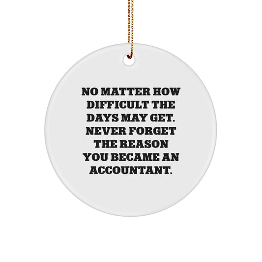 Inspirational Accountant Gifts from Friends and Family - Christmas Unique Circle Ornaments with Funny Quote - Image 1