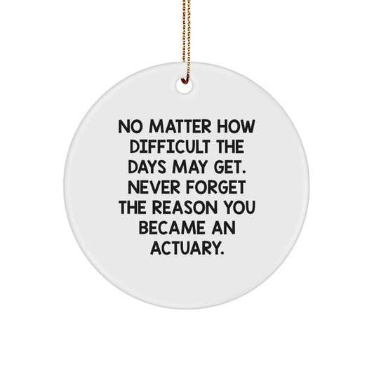 Funny Actuary Gifts for Men Circle Ornament, Never Forget the Reason You Became An Actuary, Inspirational Christmas Unique Gifts from Friends to Actuaries - Image 1