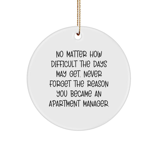 Funny Apartment Manager Gifts from Friends - Inspirational Circle Ornament for Men or Women - Never Forget the Reason You Became an Apartment Manager - Image 1