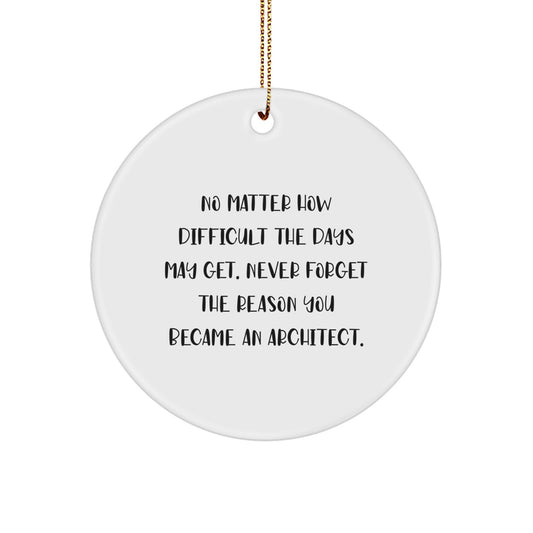 Funny Architect Christmas Unique Gifts from Friends for Architects - Circle Ornament with Inspirational Quote - Unique Architect Office Decor - Image 1