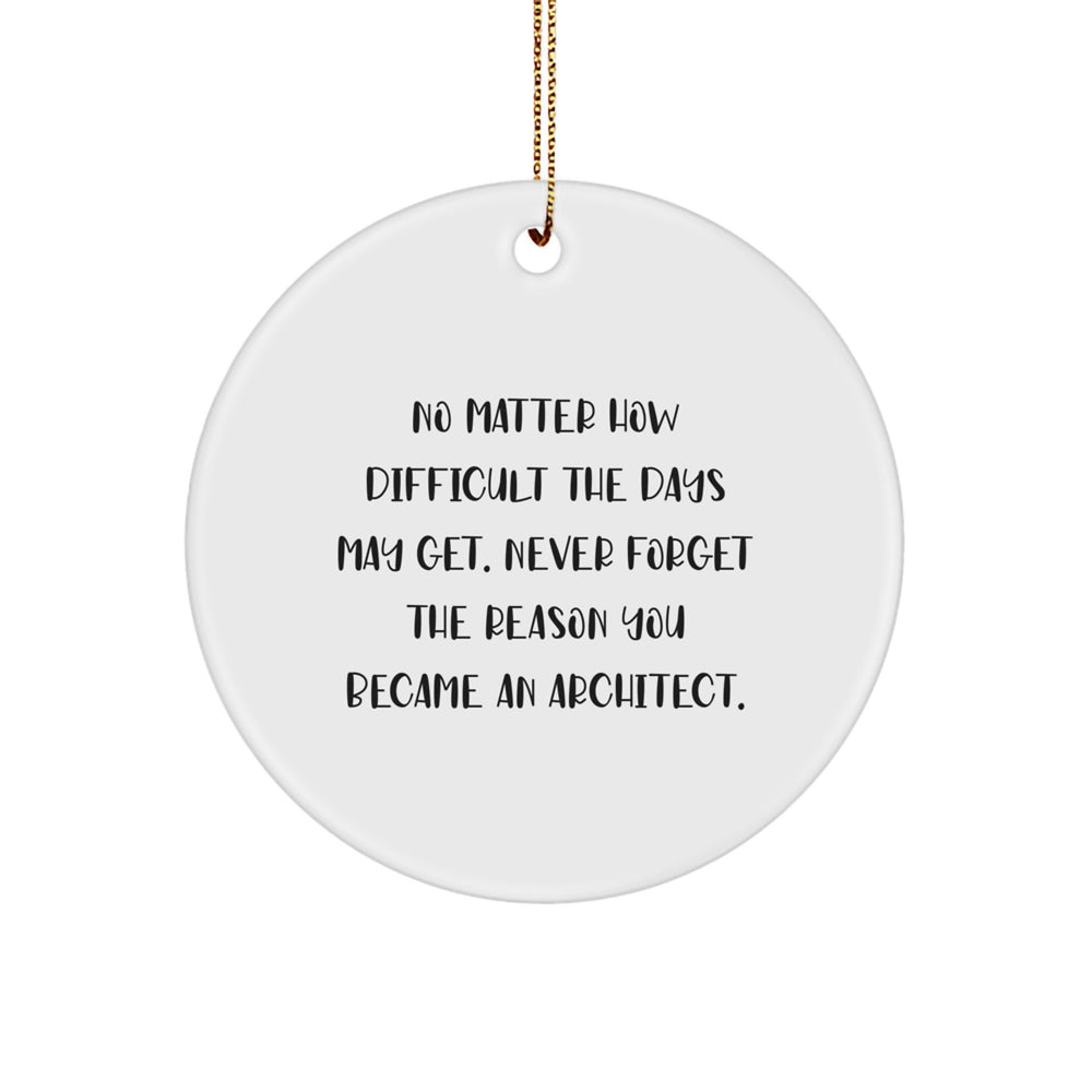 Funny Architect Christmas Unique Gifts from Friends for Architects - Circle Ornament with Inspirational Quote - Unique Architect Office Decor - Image 1