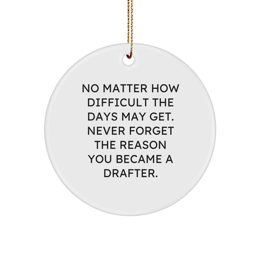 Drafter Gifts - 'No Matter How Difficult The Days May Get' Circle Ornament, Christmas Unique Gifts from Friends to Family - Image 1