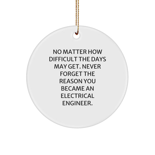 Inspirational Electrical Engineer Gifts for Christmas - Funny Circle Ornament from Friends, Unique 'No Matter How Difficult The Days May Get' Quote - Image 1