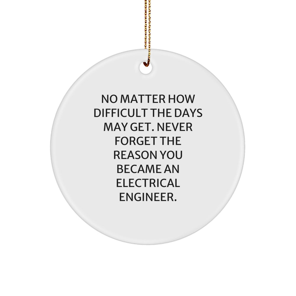 Inspirational Electrical Engineer Gifts for Christmas - Funny Circle Ornament from Friends, Unique 'No Matter How Difficult The Days May Get' Quote - Image 1