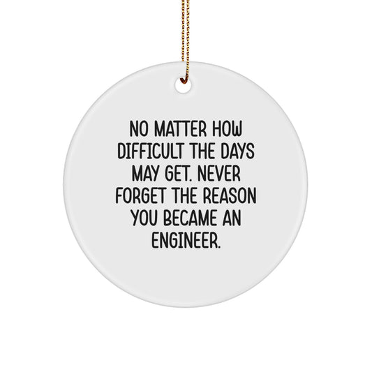 Funny Inspirational Gifts for Engineer Friends Christmas Ornament, Gifts from Family to Engineer Men, Circle Shaped Engineer Decorations, Never Forget the Reason You Became an Engineer - Image 1