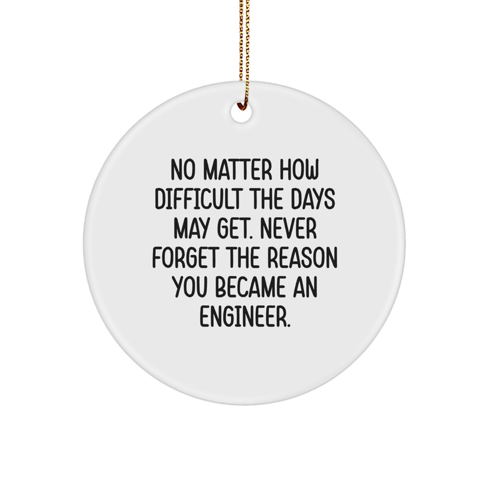 Funny Inspirational Gifts for Engineer Friends Christmas Ornament, Gifts from Family to Engineer Men, Circle Shaped Engineer Decorations, Never Forget the Reason You Became an Engineer - Image 1