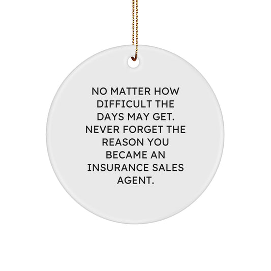 Funny Inspirational Gifts from Women to Insurance Sales Agent Christmas Unique Circle Ornament Never Forget Your Reason - Image 1