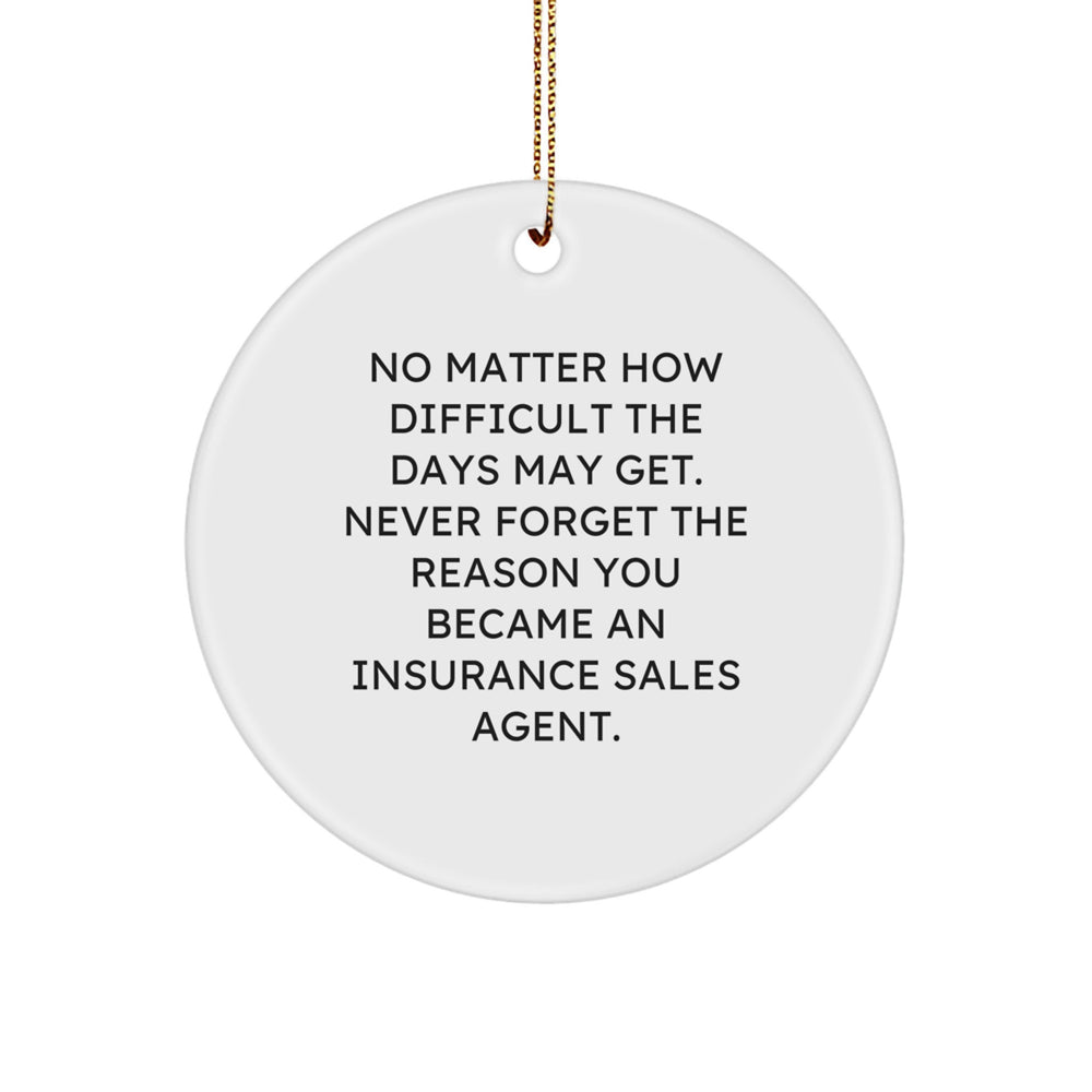 Funny Inspirational Gifts from Women to Insurance Sales Agent Christmas Unique Circle Ornament Never Forget Your Reason - Image 1