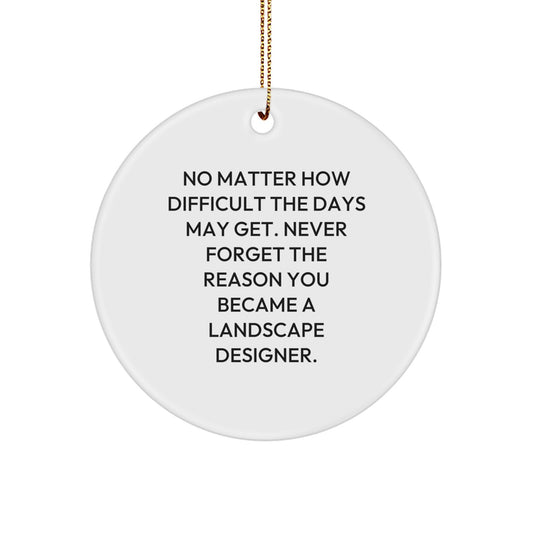 Landscape Designer Gift from Men - 'Never Forget The Reason' Funny Circle Ornament for Christmas Unique Gifts for Family - White, MDF, Sublimation Print - Image 1